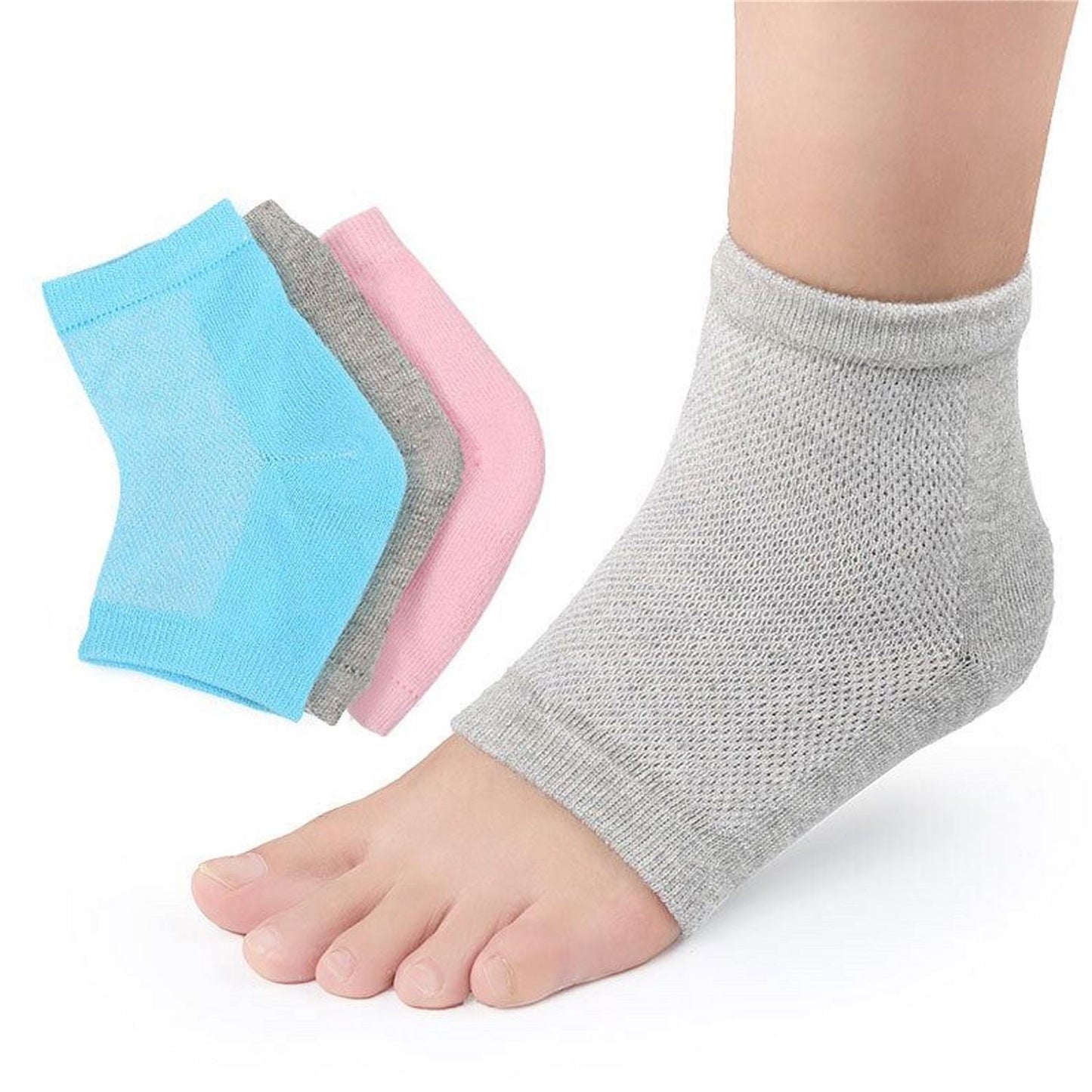 Moisturizing Gel Heel Socks Open Toe for Dry, Hard, Rough, and Cracked Skin - Treatment Care for Softer Heel