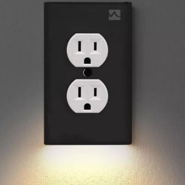 Double Wall Plug Socket LED Hallway Night Light Combo