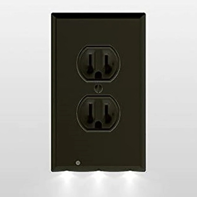 Double Wall Plug Socket LED Hallway Night Light Combo