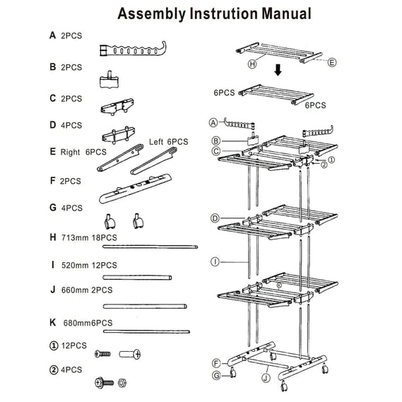 Foldable and Rolling Heavy Duty Clothes Drying Rack