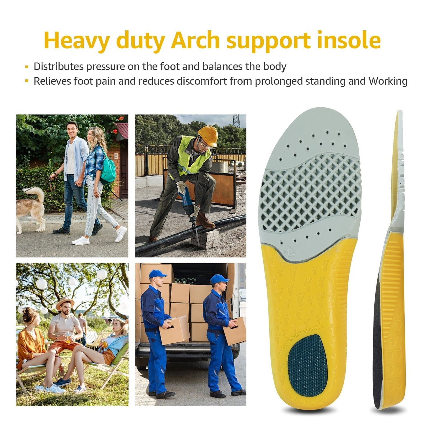 Work Insole Anti Fatigue Arch Support Orthotics - All Day Comfort