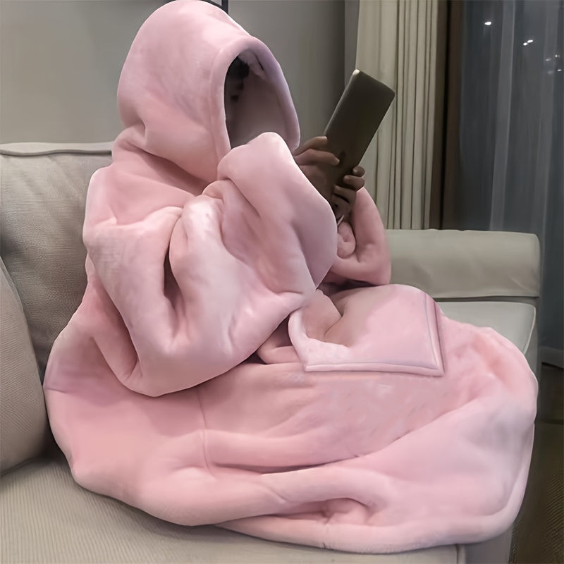 Ultra-Soft Reversible Oversized Hoodie Blanket - Cozy Wearable Sherpa Fleece Sweatshirt