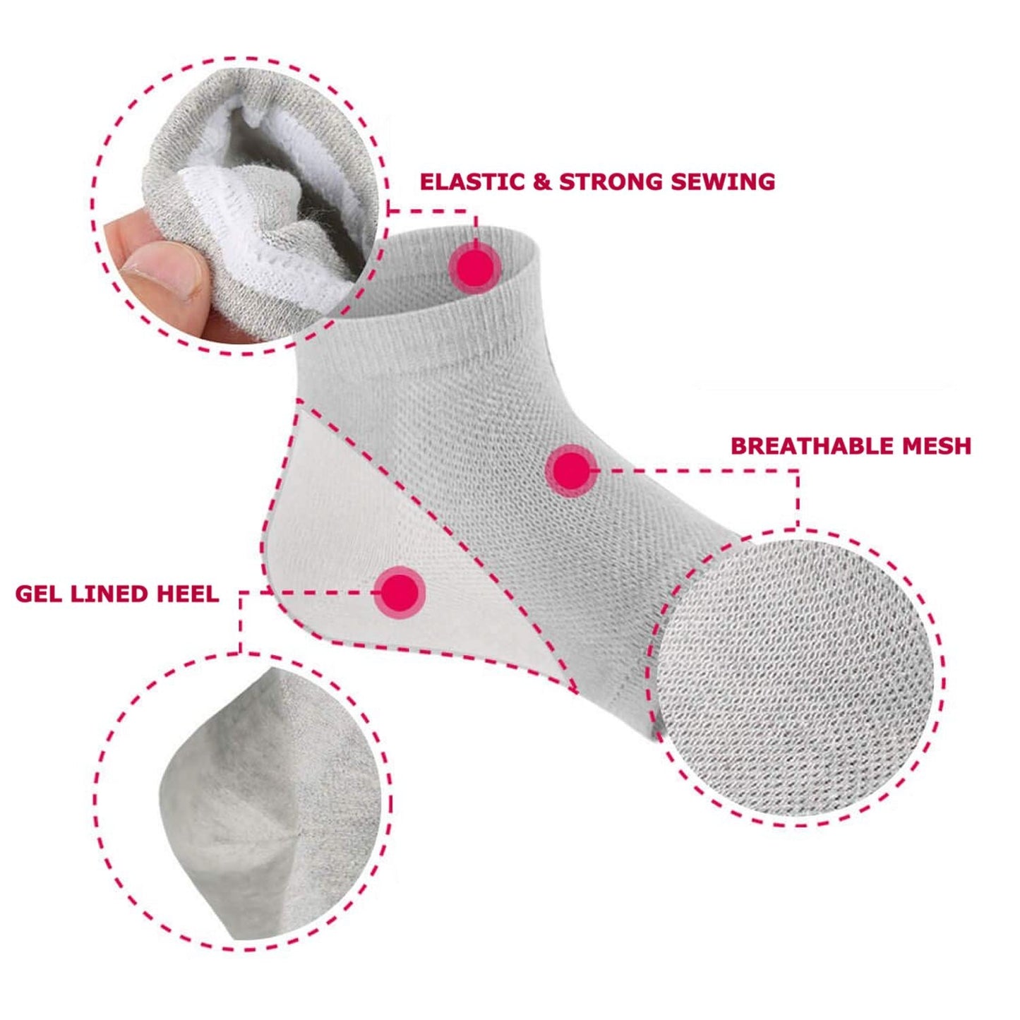 Moisturizing Gel Heel Socks Open Toe for Dry, Hard, Rough, and Cracked Skin - Treatment Care for Softer Heel