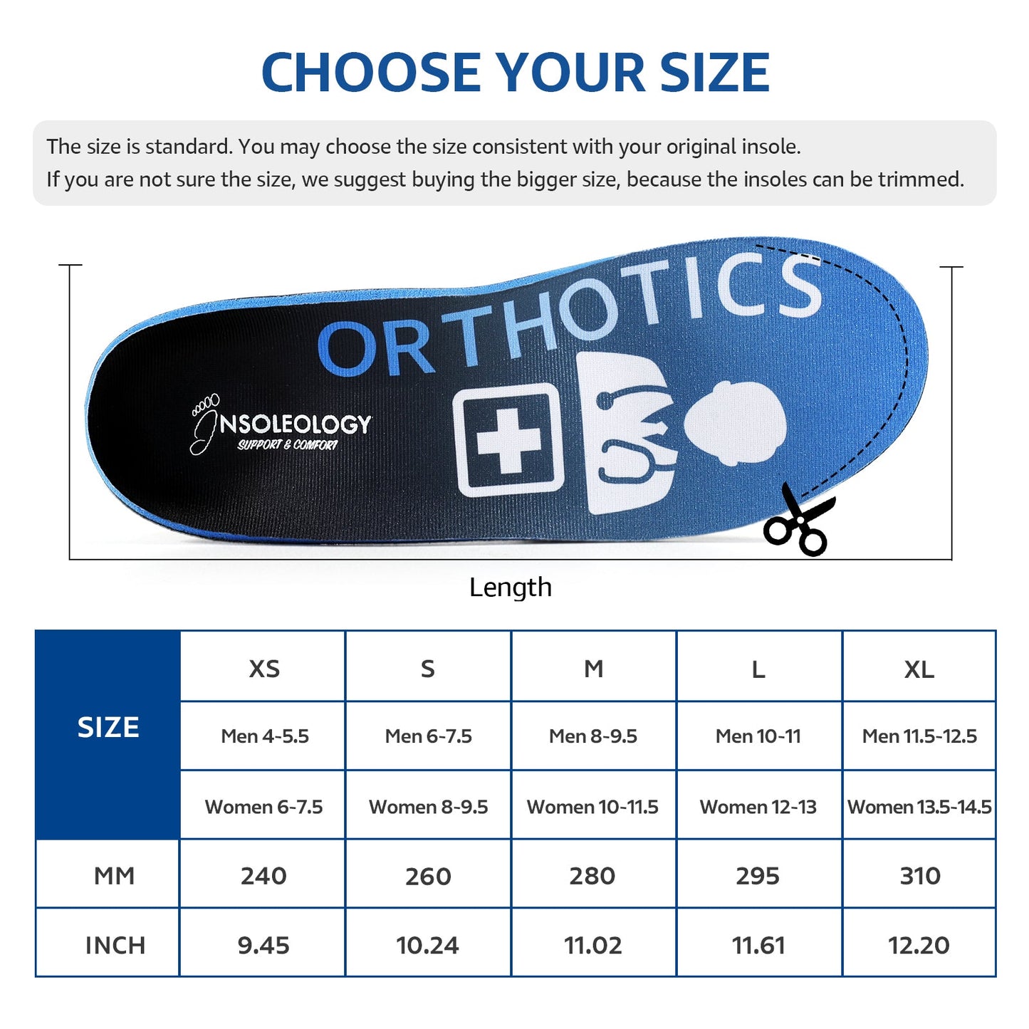 Orthotic Insoles Medium Arch Support