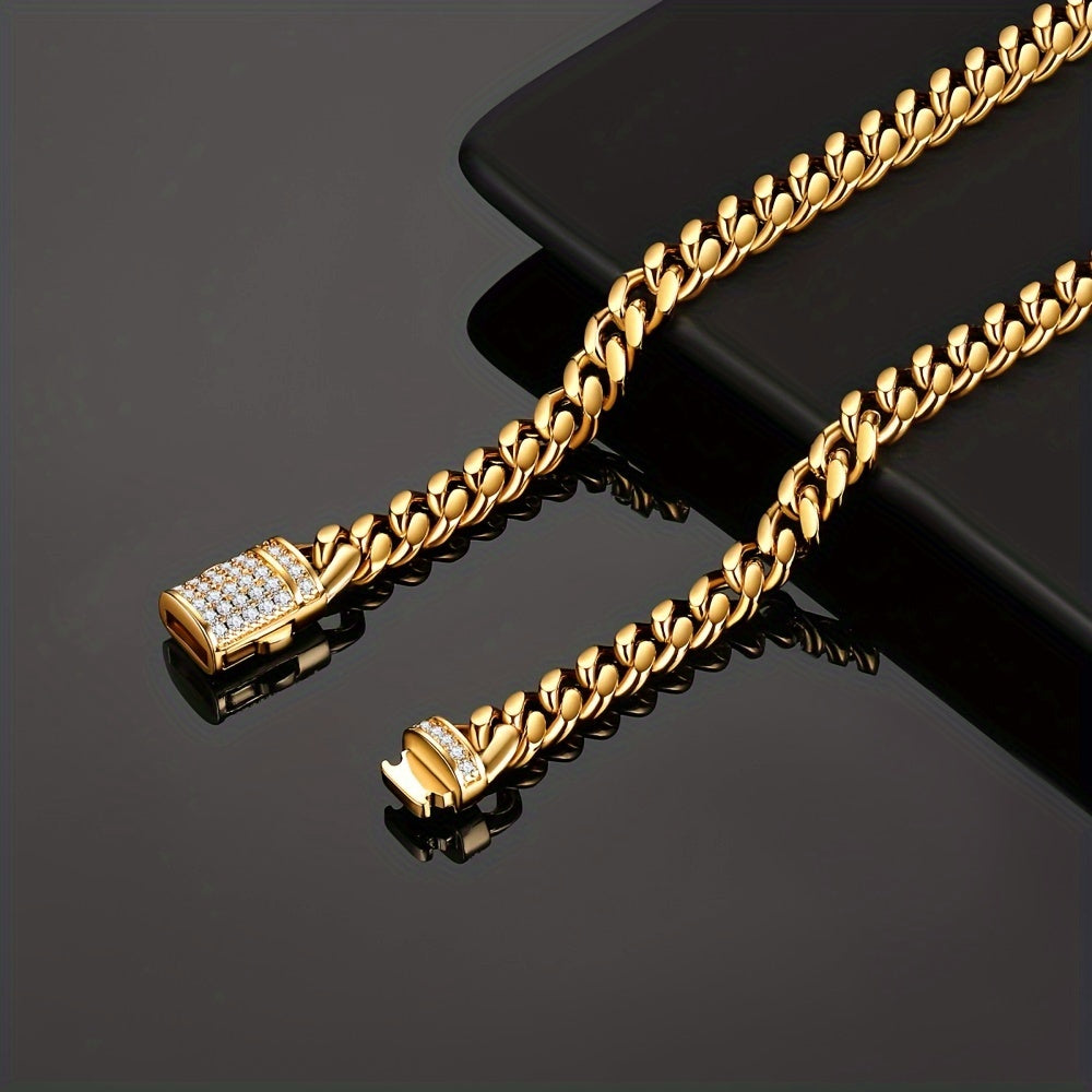 18K Gold-Plated Cuban Link Chain Necklace for Men – Bold, Stylish, and Durable