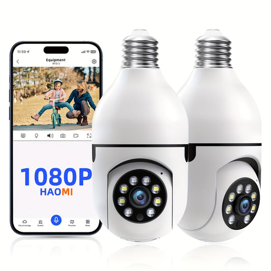 Smart Light Bulb Security Camera – 360-Degree Dome Camera with HD 1080P and Full Color Night Vision