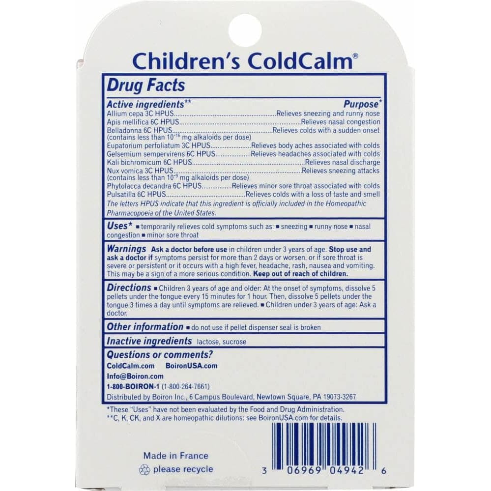 Boiron Children Cold Calm Pellets, 1.5 Oz