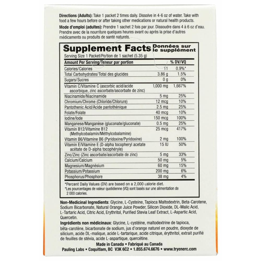 Ener C Vitamin C Sugar Free Orange Packet, 30 Pc
