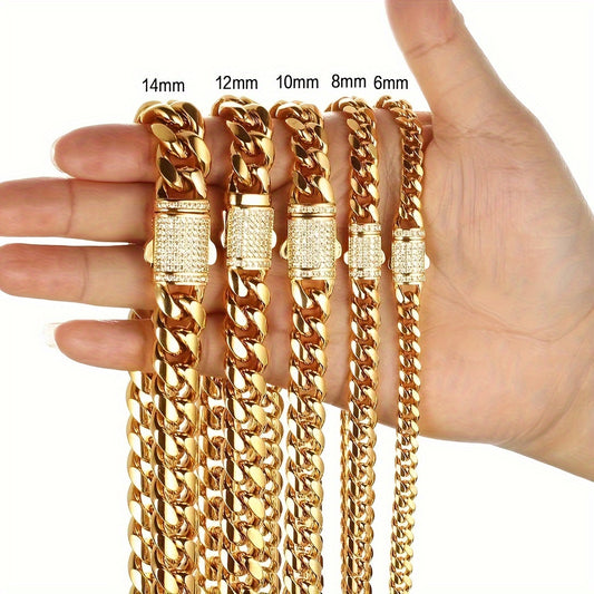 18K Gold-Plated Cuban Link Chain Necklace for Men – Bold, Stylish, and Durable