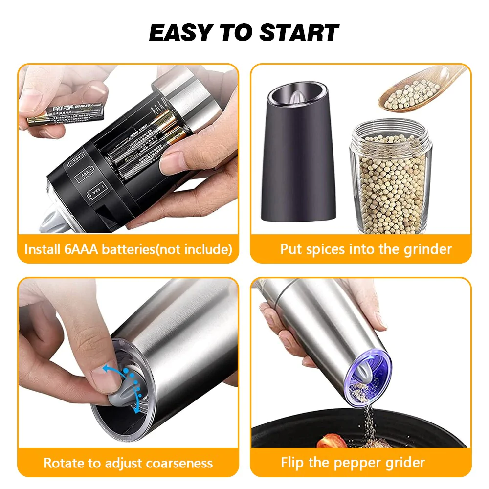 Electric Gravity Induction Salt & Pepper Grinder