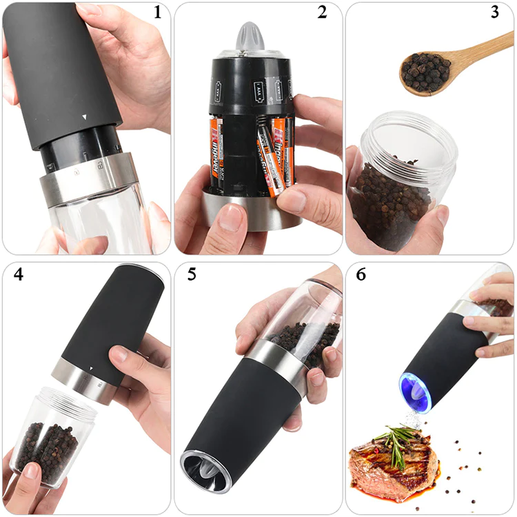 Electric Gravity Induction Salt & Pepper Grinder