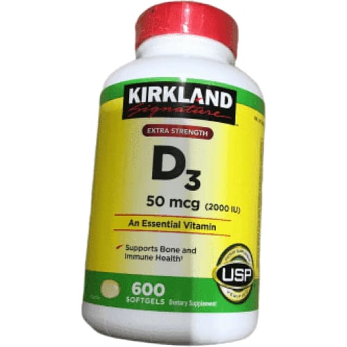 Kirkland Signature Extra Strength Vitamin D3 2000 I.U. 600 Softgels, Bottle
