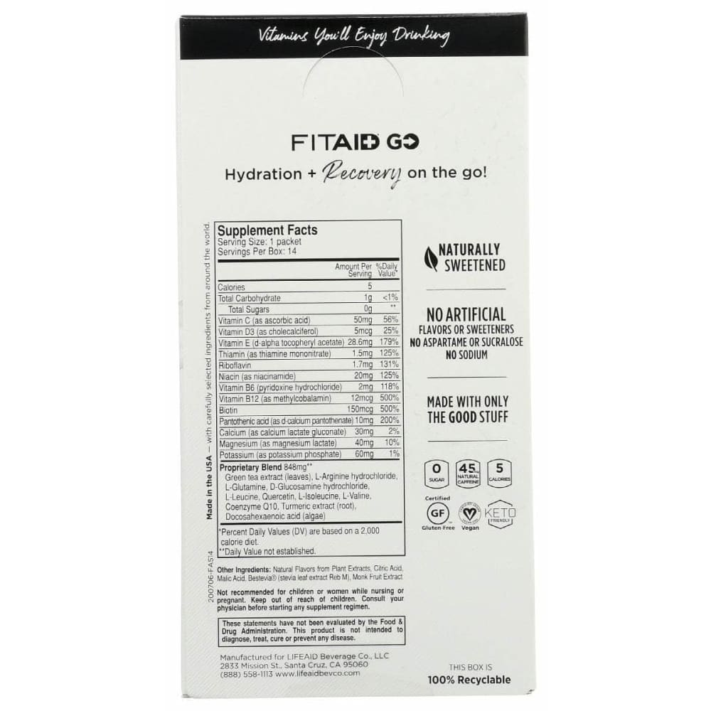 Lifeaid Beverage Fitaid Go Citrus 14Pkt, 3.21 Oz