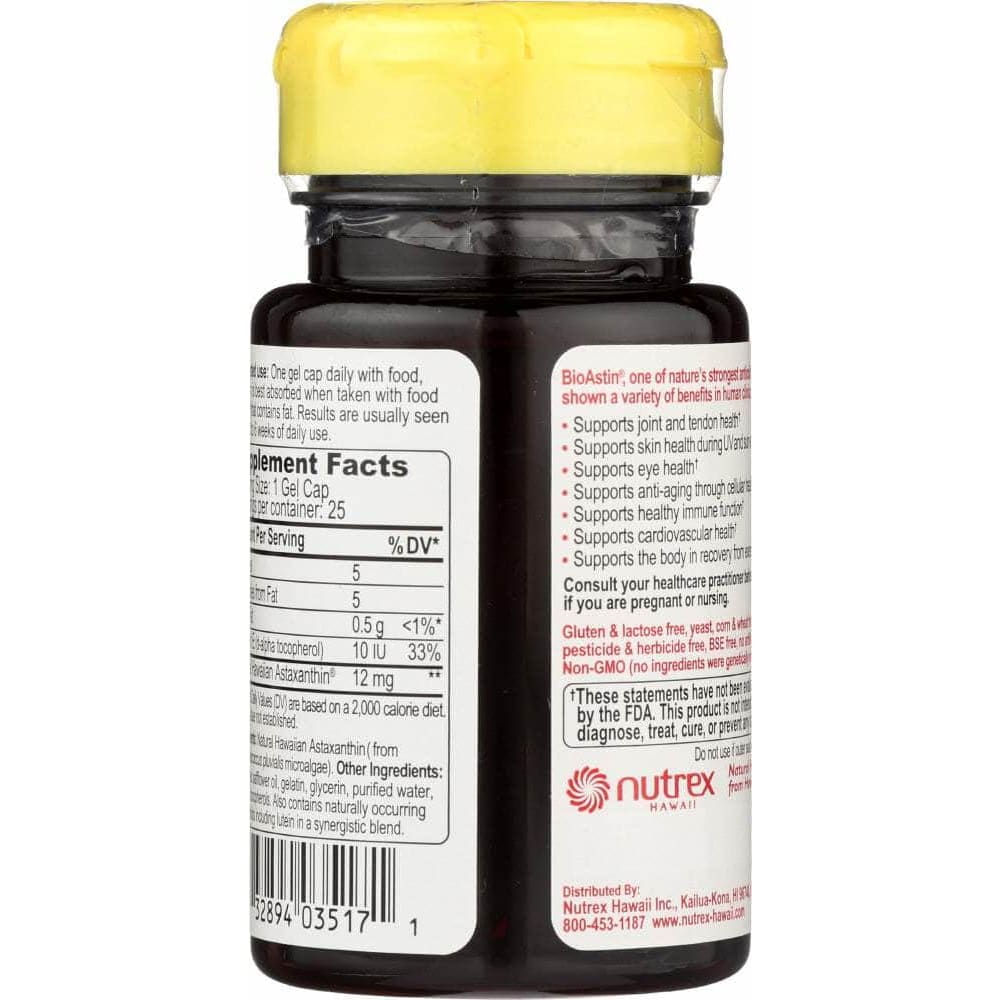 Nutrex Bioastin Hawaiian Astaxanthin Dietary Supplement Nature'S Strongest Antioxidant, 25 Sg