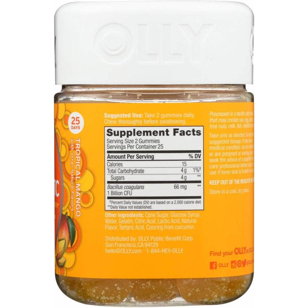 Olly Probiotic Tropical Mango Supplement, 50 Ea