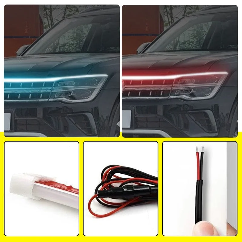 Dynamic Scan Start Up Hoodbeam Kit, Flexible Car Hood LED Strip Lights