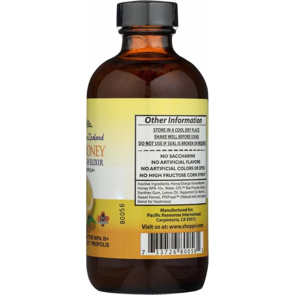 Pri Cough Elixir Lemon Manuka Honey, 8 Oz