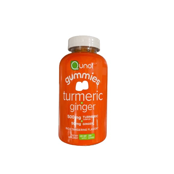 Qunol Turmeric Ginger Gummies 500mg, Rich Tangerine, 200 Count