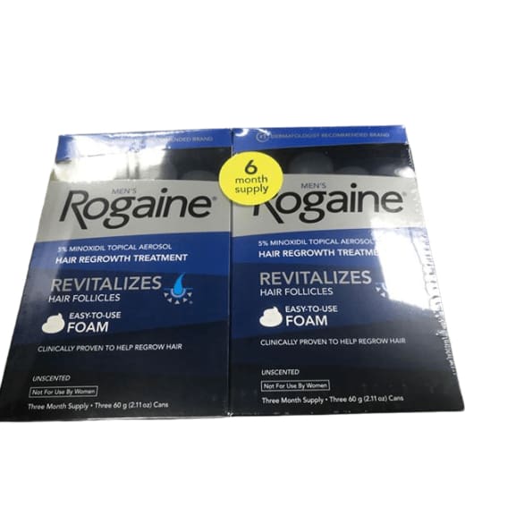 Rogaine for Men Hair Regrowth Treatment, Easy-to-Use Foam, 6 Month Supply (6 Packs- 2.11 oz Cans)