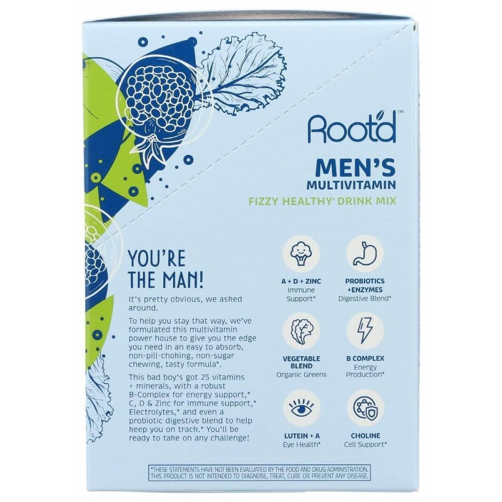 Rootd Men'S Multivitamin Fizzy Healthy Drink Mix, 24 Ea