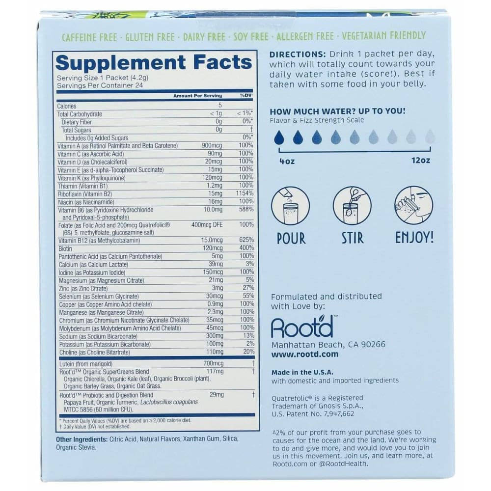 Rootd Men'S Multivitamin Fizzy Healthy Drink Mix, 24 Ea