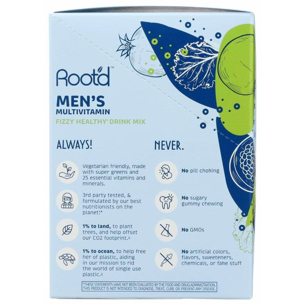 Rootd Men'S Multivitamin Fizzy Healthy Drink Mix, 24 Ea