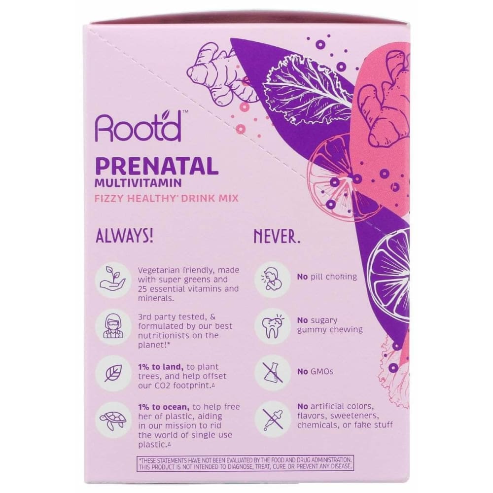 Rootd Prenatal Multivitamin Fizzy Healthy Drink Mix, 24 Ea