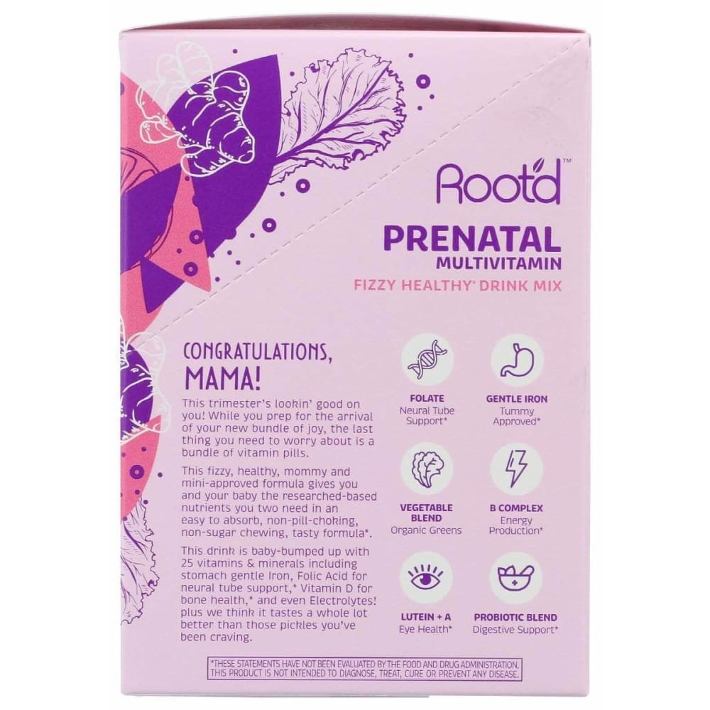 Rootd Prenatal Multivitamin Fizzy Healthy Drink Mix, 24 Ea