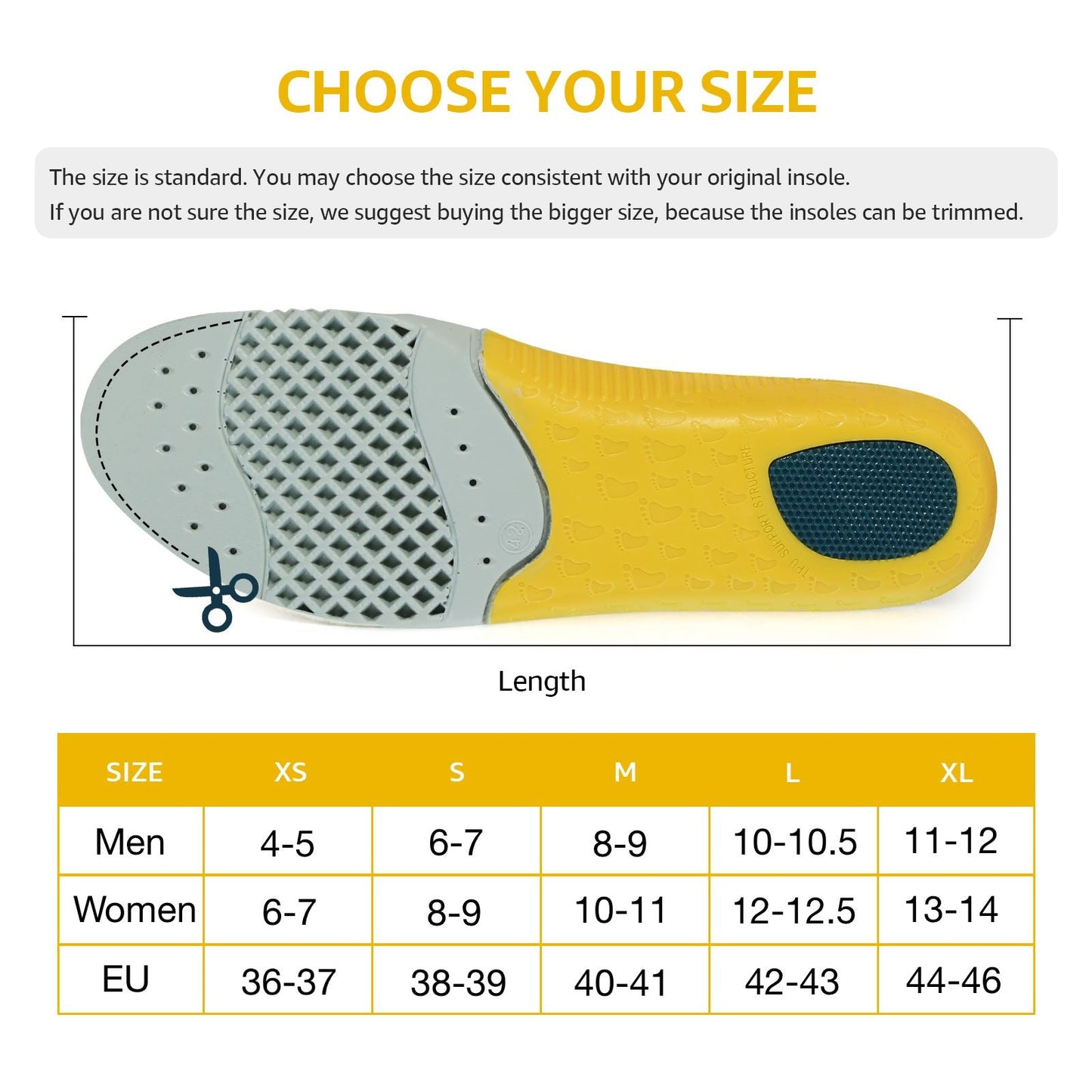 Work Insole Anti Fatigue Arch Support Orthotics - All Day Comfort