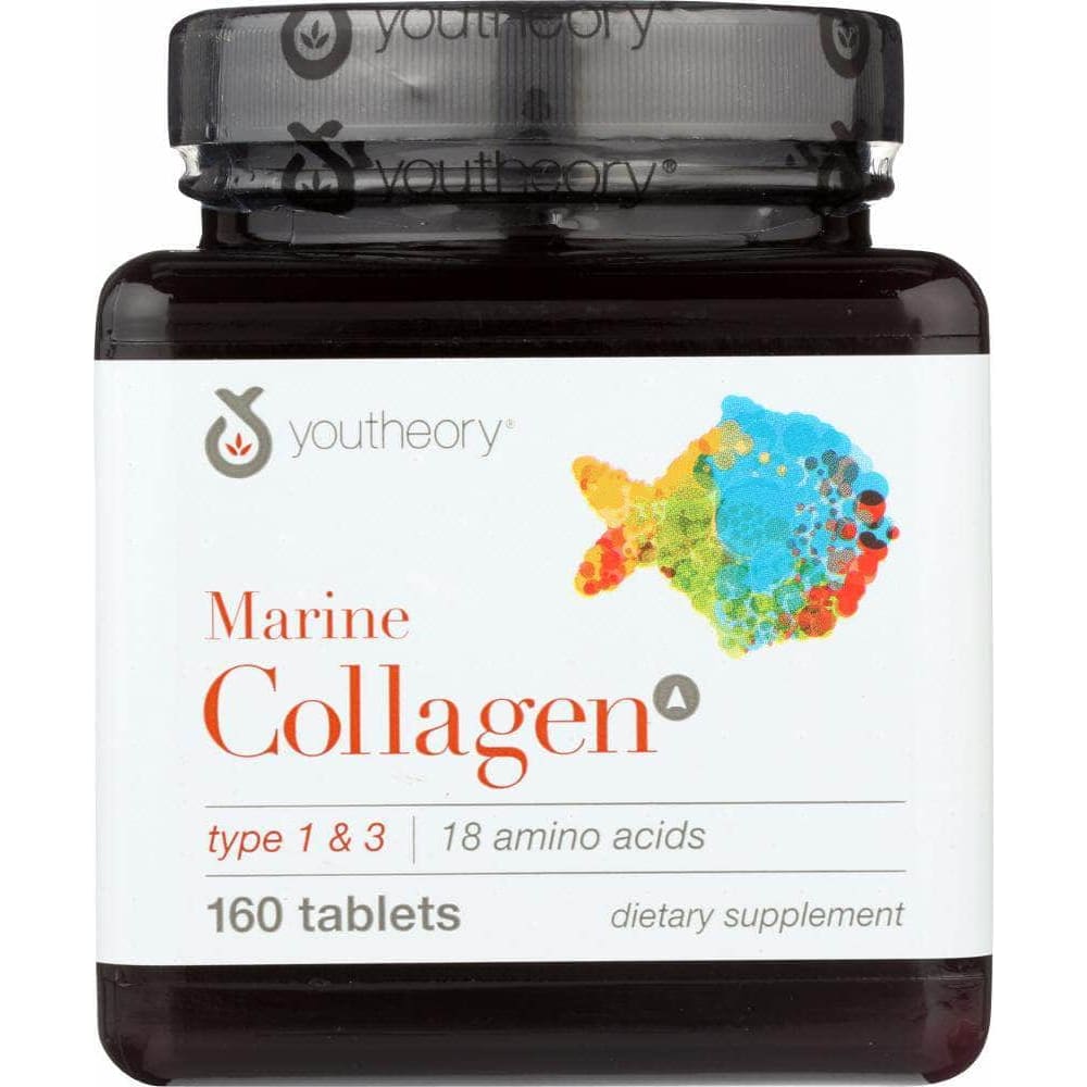 Youtheory Marine Collagen Advanced Formula Type 1 & 3, 160 Tablets